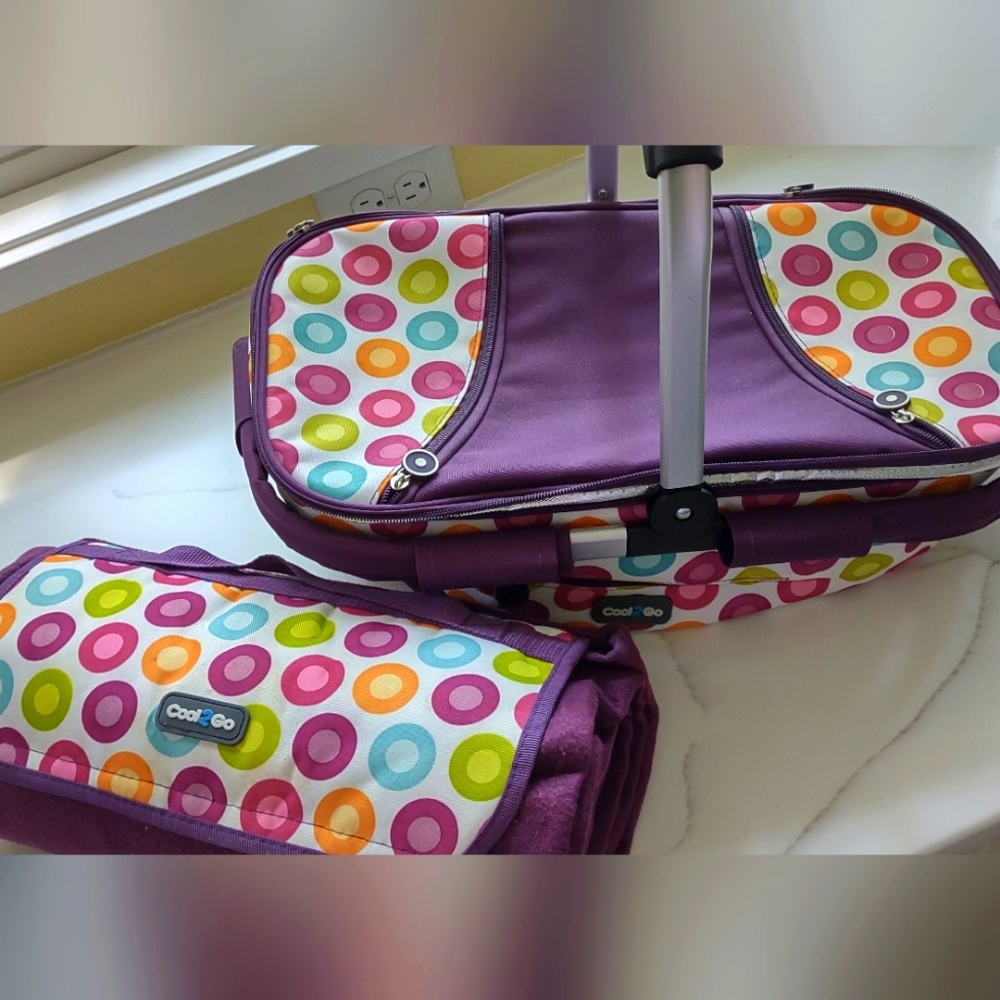 Cool2Go 2 PC Insulated Picnic Basket And Matching Blanket